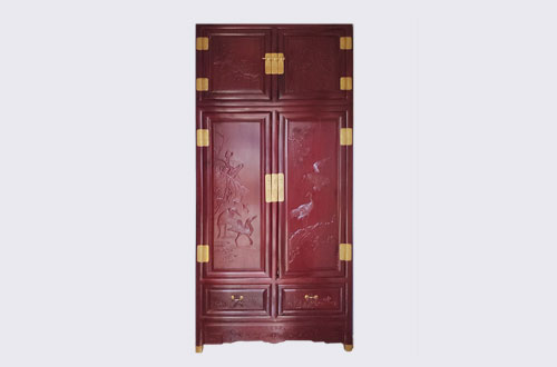 大通高端中式家居装修深红色纯实木衣柜